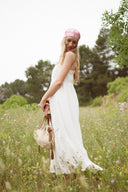 Robe longue blanche d'été en gaze de coton femme Ruth