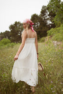 Robe longue blanche d'été en gaze de coton femme Ruth