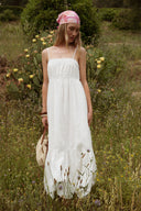 Robe longue blanche d'été en gaze de coton femme Ruth