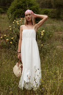 Robe longue blanche d'été en gaze de coton femme Ruth