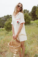 Ensemble gaze de coton beige été femme Cerise tendance