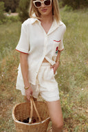 Ensemble gaze de coton beige été femme Cerise tendance