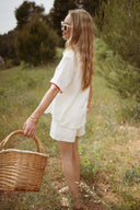 Ensemble gaze de coton beige été femme Cerise tendance