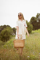 Ensemble gaze de coton beige été femme Cerise tendance