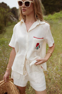 Ensemble gaze de coton beige été femme Cerise tendance