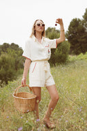 Ensemble gaze de coton beige été femme Cerise tendance