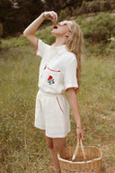 Ensemble gaze de coton beige été femme Cerise tendance