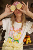 Pantalon été femme en coton jaune et blanc rayé Léonce