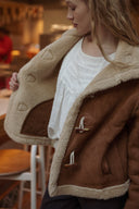 Manteau en daim camel femme hiver chaud doublure fausse fourrure ski Scott