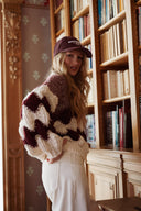 Pull gros maille généreuse bordeaux et écru Claudio