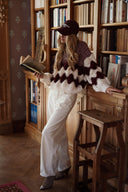 Pull gros maille généreuse bordeaux et écru Claudio