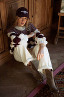 Pull gros maille généreuse bordeaux et écru Claudio