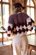 Pull gros maille généreuse bordeaux et écru Claudio