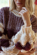 Pull gros maille généreuse bordeaux et écru Claudio