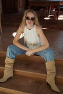 Top en maille écru femme évasé tendance Isaac