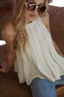 Top en maille écru femme évasé tendance Isaac