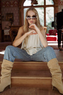 Top en maille écru femme évasé tendance Isaac