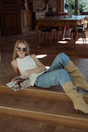 Top en maille écru femme évasé tendance Isaac