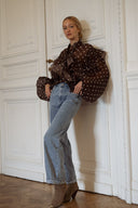 Chemise ample à pois femme hiver marron tendance Caitlin