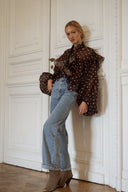 Chemise ample à pois femme hiver marron tendance Caitlin