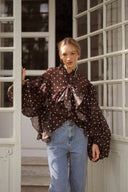 Chemise ample à pois femme hiver marron tendance Caitlin