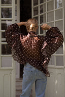 Chemise ample à pois femme hiver marron tendance Caitlin