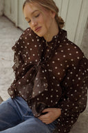 Chemise ample à pois femme hiver marron tendance Caitlin