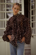 Chemise ample à pois femme hiver marron tendance Caitlin