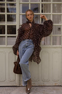 Chemise ample à pois femme hiver marron tendance Caitlin