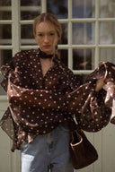 Chemise ample à pois femme hiver marron tendance Caitlin