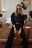 Chemise en jean courte brut femme hiver avec volants Penelope