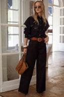 Chemise en jean courte brut femme hiver avec volants Penelope