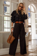 Chemise en jean courte brut femme hiver avec volants Penelope