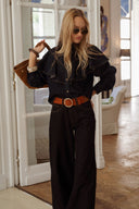 Chemise en jean courte brut femme hiver avec volants Penelope