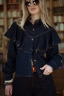 Chemise en jean courte brut femme hiver avec volants Penelope