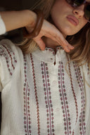 Chemise en gaze de coton femme brodée tendance hiver Dova