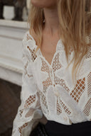 Blouse dentelle écru femme Solly décolleté V