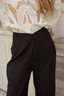 Pantalon fluide noir taille haute femme Cruz