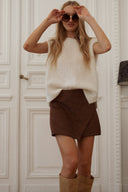 Pull sans manches avec épaulette écru hiver femme tendance Otello