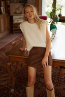 Pull sans manches avec épaulette écru hiver femme tendance Otello