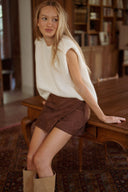 Pull sans manches avec épaulette écru hiver femme tendance Otello