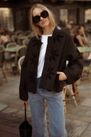 Veste matelassée femme noir brodée automne tendance Péplum