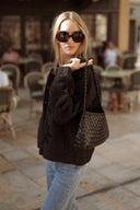 Veste matelassée femme noir brodée automne tendance Péplum