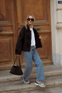 Veste matelassée femme noir brodée automne tendance Péplum