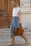 Jupe en jean taille haute avec boutons femme automne Roxane