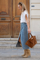 Jupe en jean taille haute avec boutons femme automne Roxane