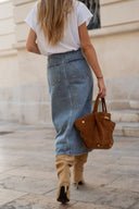 Jupe en jean taille haute avec boutons femme automne Roxane