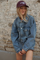 Veste en jean femme oversize bleu moyen tendance hiver Pipper