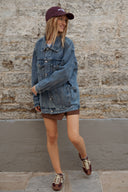 Veste en jean femme oversize bleu moyen tendance hiver Pipper