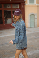 Veste en jean femme oversize bleu moyen tendance hiver Pipper
